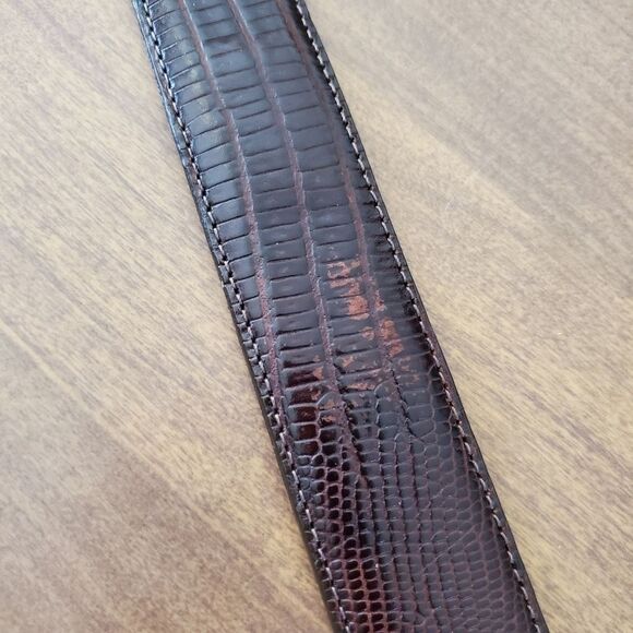 Vintage BRIGHTON Womens Brown Leather Reptile Embossed Belt 34". 38" long. 33.5" - Picture 12 of 12